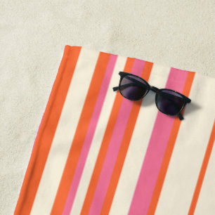 Komplexe Streifen - Rosa, Orange und Creme Strandtuch