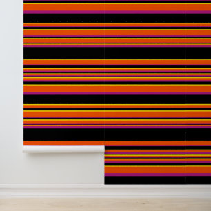 Komplexe Streifen - schwarz, rosa, orange und gelb Tapete