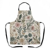 Komplexe Vintage-Blumen-Küchenschürze nach Maß