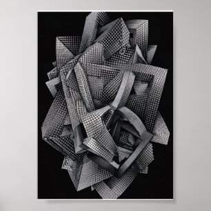 Komplexer Architektur-Fraktal-Monochrom-Geometrie Poster