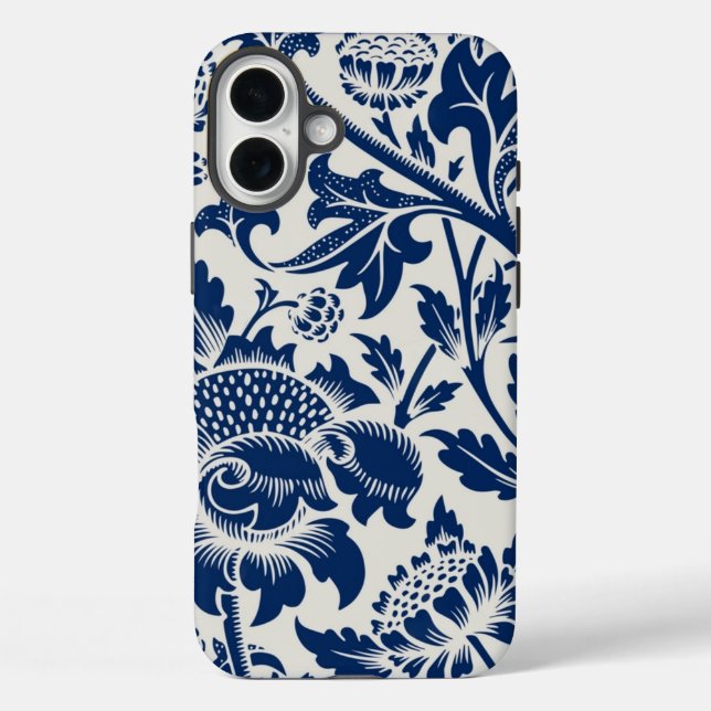 Komplexes blaues Blumenmuster auf hellem Hintergru Case-Mate iPhone Hülle (Rückseite)