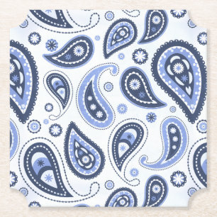 Komplexes blaues florales Paisley-Druckdesign Untersetzer