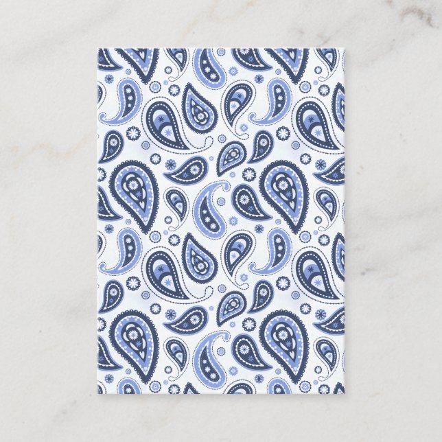 Komplexes blaues florales Paisley-Printdesign Hinweiskarte (Vorderseite)