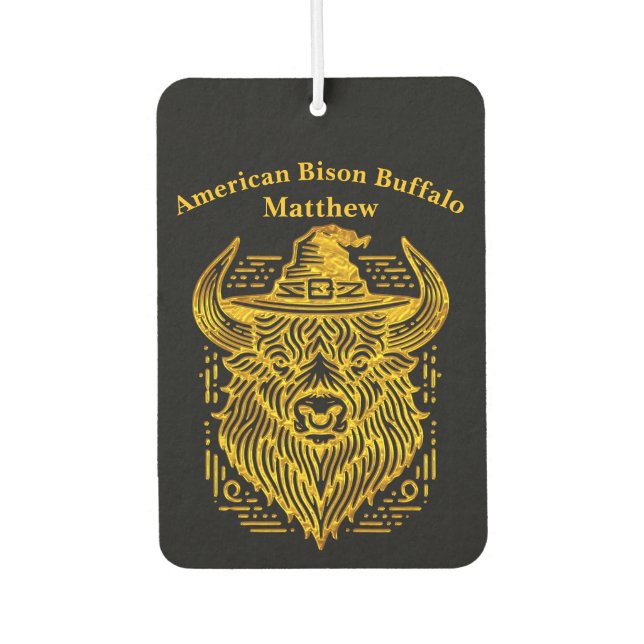 Komplexes Design eines Bison mit einem Hut Autolufterfrischer (Vorderseite)