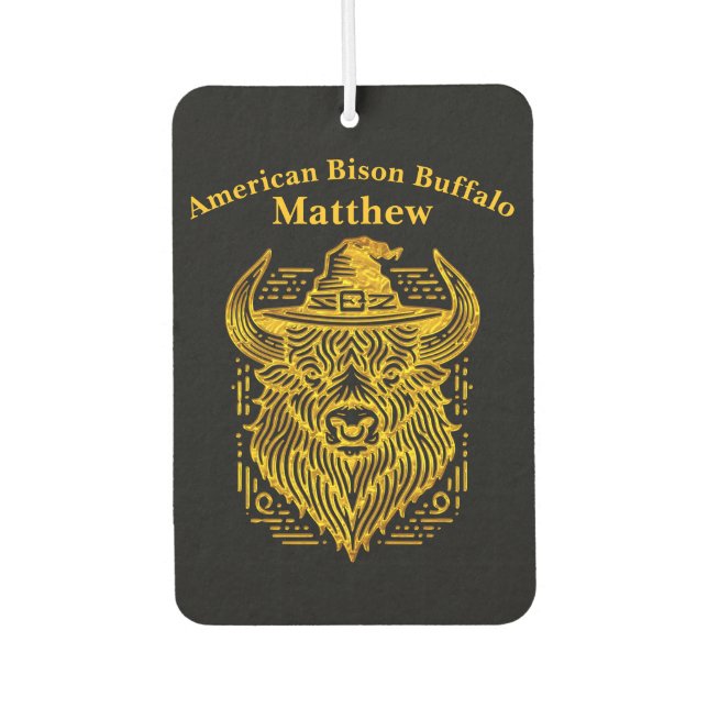 Komplexes Design eines Bison mit einem Hut Autolufterfrischer (Vorderseite)