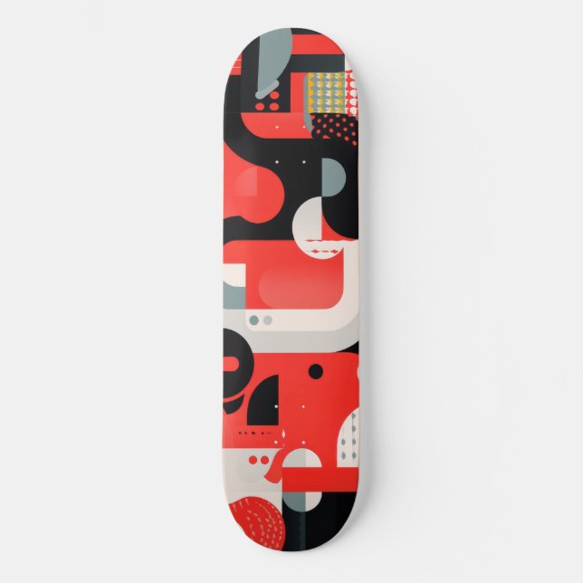 Komplexes Design mit Formen und Punkten Skateboard (Vorderseite)