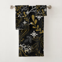 Komplexes florales Muster mit Gold und Weiß 