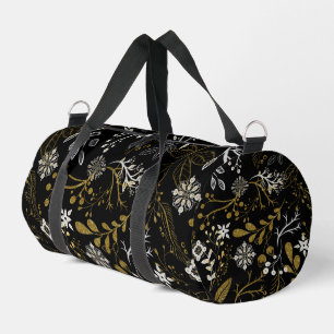 Komplexes florales Muster mit Gold und Weiß Duffle Bag
