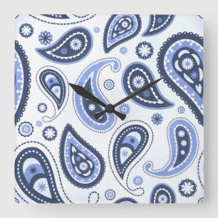 Komplexes florales Paisley-Druckdesign Quadratische Wanduhr
