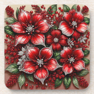 Komplexes juwelenverziertes florales Design Getränkeuntersetzer