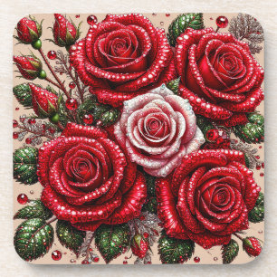 Komplexes juwelenverziertes florales Design Getränkeuntersetzer