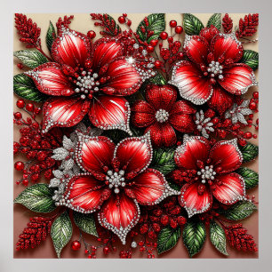 Komplexes juwelenverziertes florales Design Poster