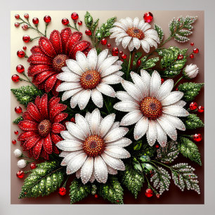 Komplexes juwelenverziertes florales Design Poster