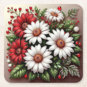 Komplexes juwelenverziertes florales Design Rechteckiger Pappuntersetzer