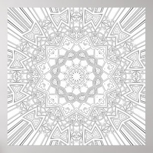 Komplexes polygonal Sternen-Mandala-Kunstdesign Poster