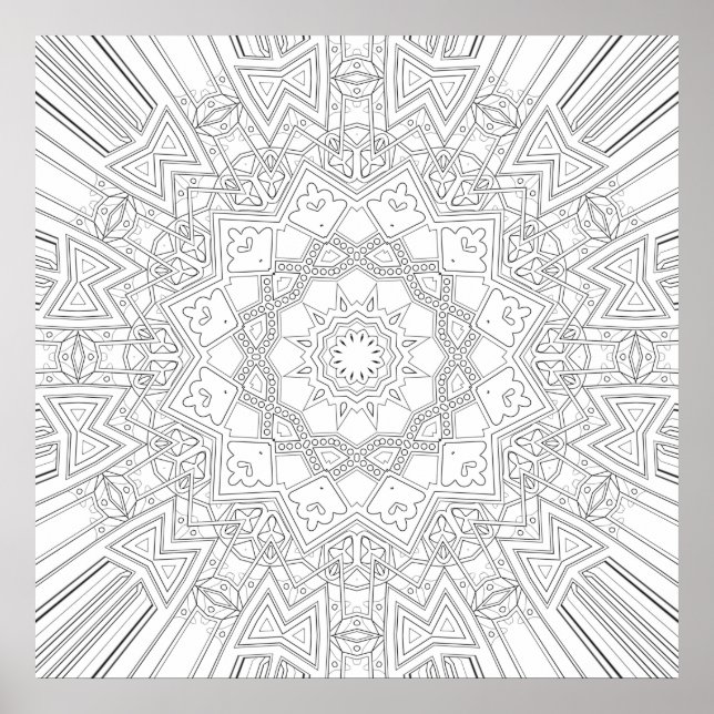 Komplexes polygonal Sternen-Mandala-Kunstdesign Poster (Vorne)