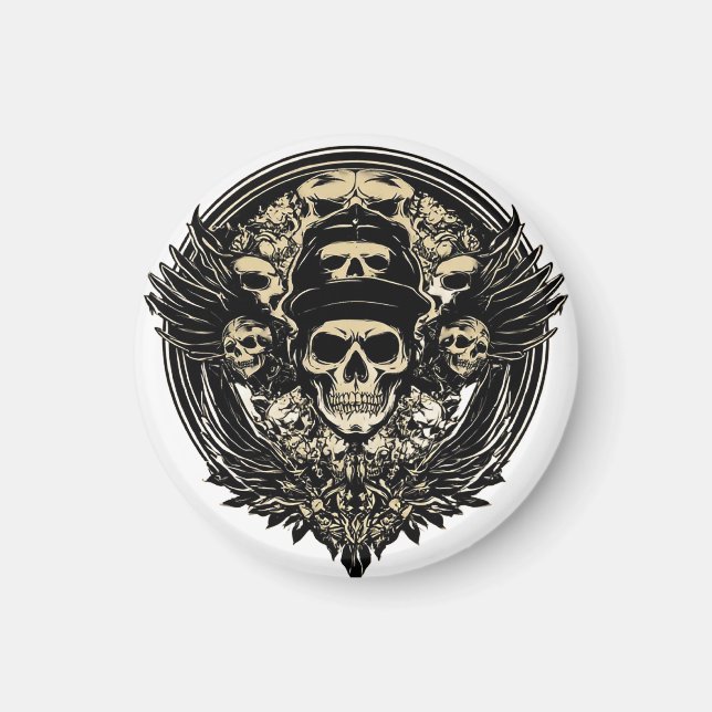 Komplexes Totenkopfdesign Magnet (Vorne)