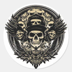 Komplexes Totenkopfdesign Runder Aufkleber