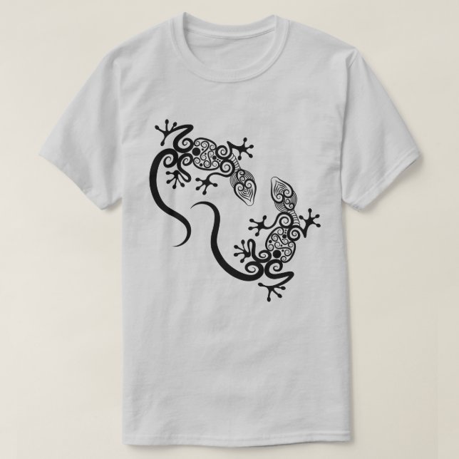 Komplexes verziertes Mandala-Echsen-Duo-Design T-Shirt (Design vorne)