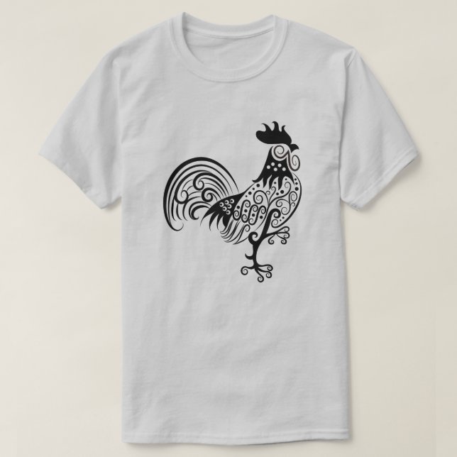 Komplexes verziertes Mandala-Hahn-Design T-Shirt (Design vorne)