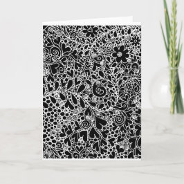 Komplizierte Blumen und Herzen - gefaltete Grußkar Karte