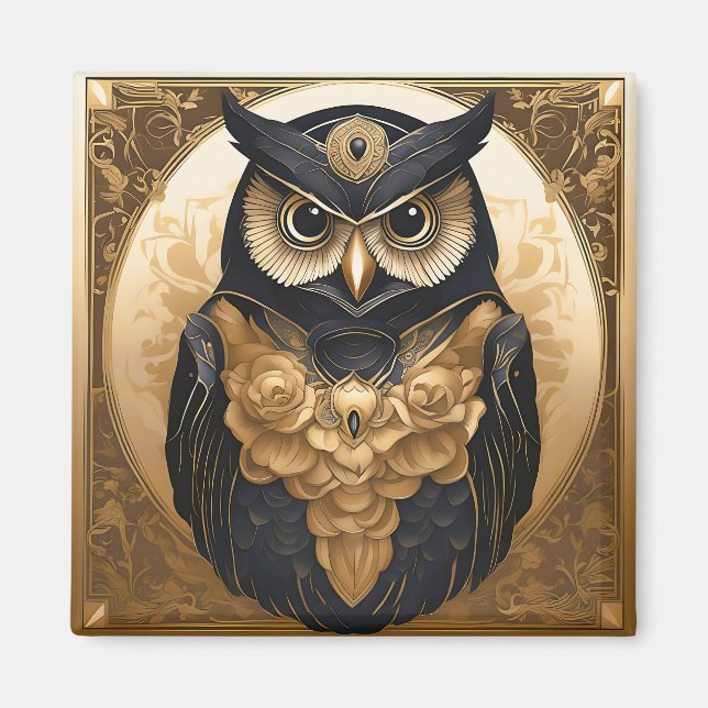 Komplizierte Eule Vintage Magnet (Vorne)