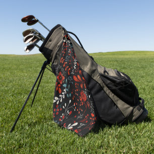 Kompliziertes Blumenmuster mit Gold und Weiß Golf Golfhandtuch