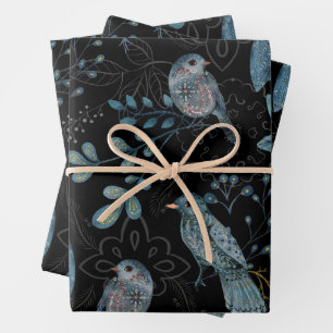 Kompliziertes florales und Paisley-Muster Geschenkpapier Set