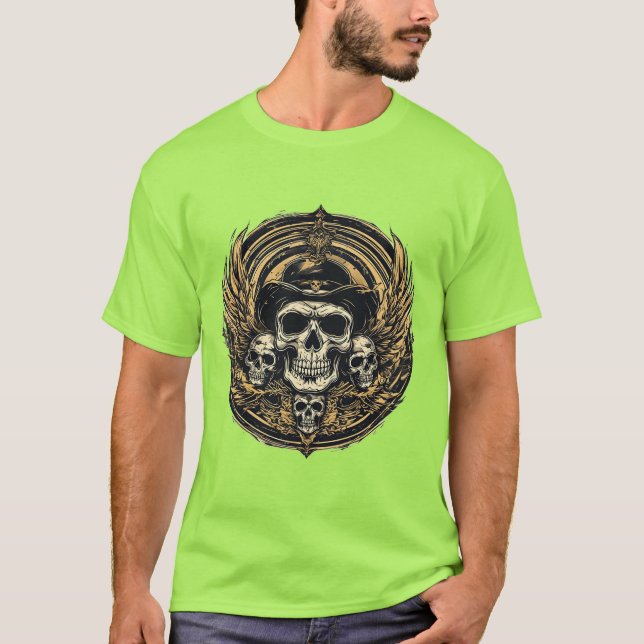 Kompliziertes Schädeldesign T-Shirt (Vorderseite)