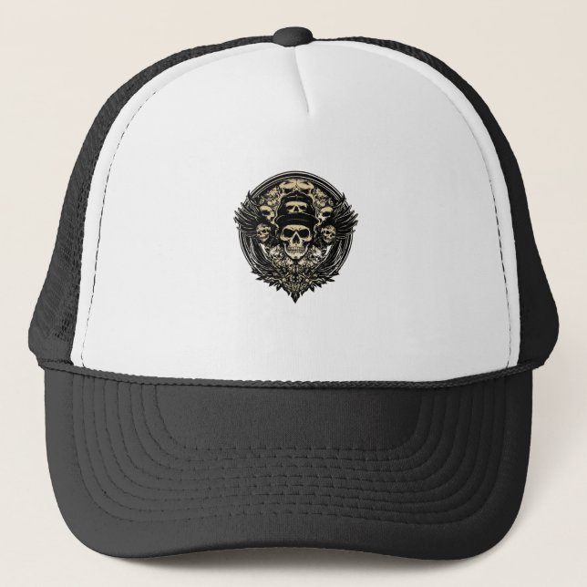 Kompliziertes Schädeldesign Truckerkappe (Vorderseite)