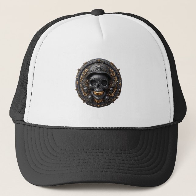 Kompliziertes Schädeldesign Truckerkappe (Vorderseite)