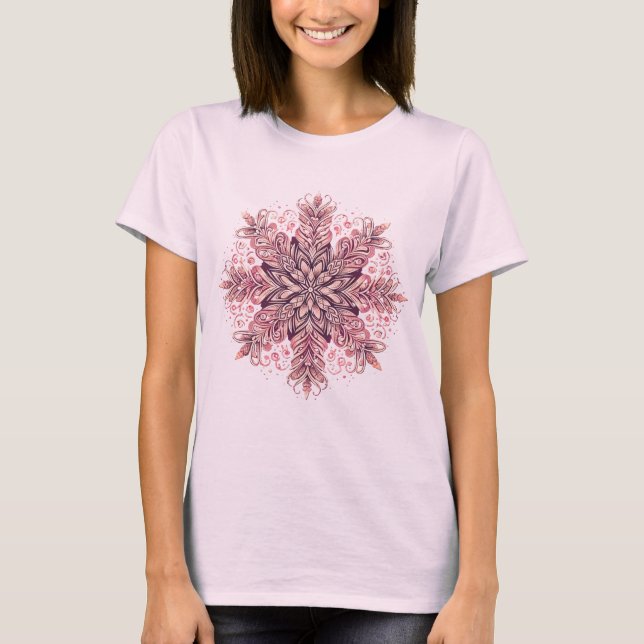 Kompliziertes Snowflake-Design T-Shirt (Vorderseite)