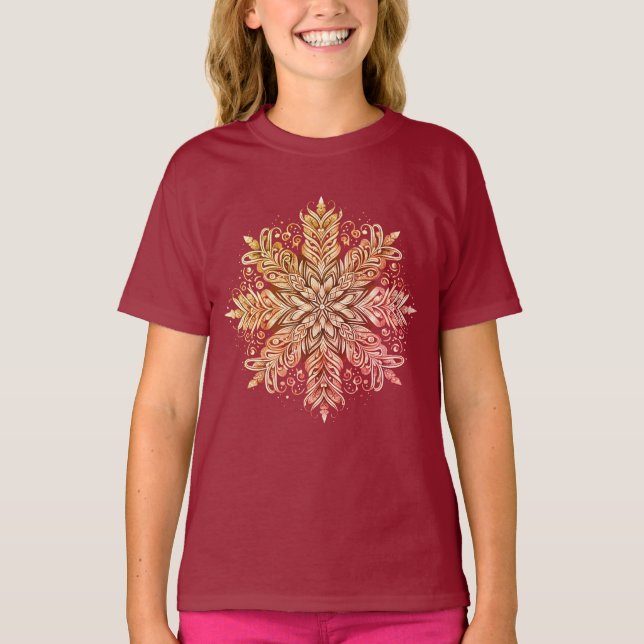 Kompliziertes Snowflake-Design T-Shirt (Vorderseite)