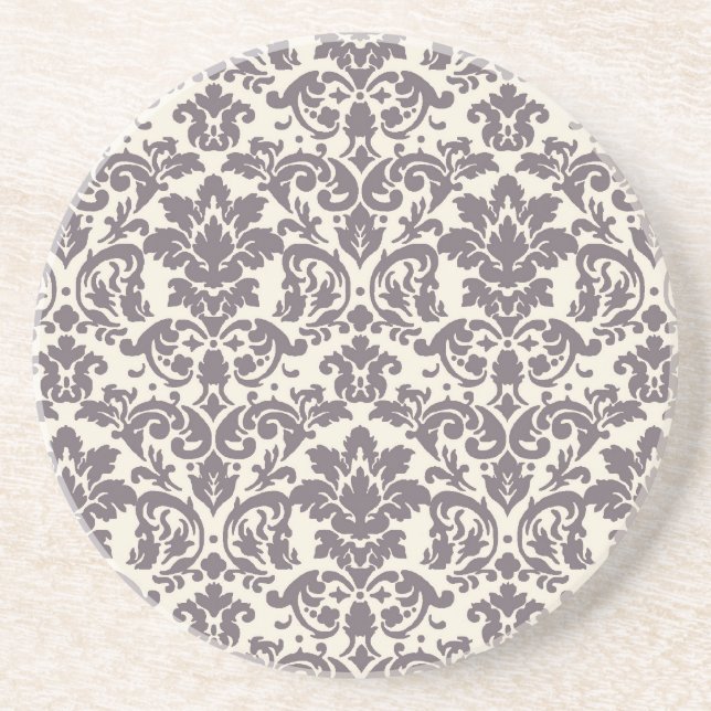 kompliziertes Taupe-Creme-Damast-Muster Sandstein Untersetzer (Vorne)