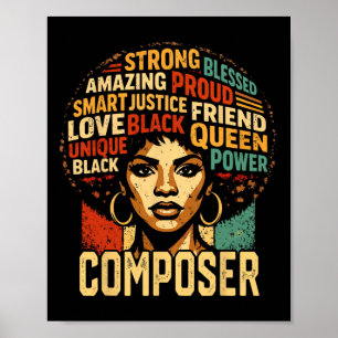 Komponist Black History Month Mächtiger Schwarzer Poster