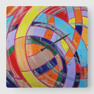 Komposition #15 von Michael Moffa Quadratische Wanduhr