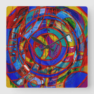 Komposition #17 von Michael Moffa Quadratische Wanduhr