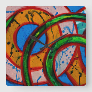 Komposition #20A von Michael Moffa Quadratische Wanduhr