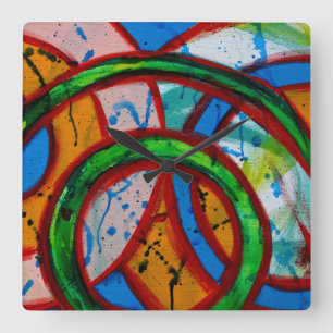 Komposition #20B von Michael Moffa Quadratische Wanduhr