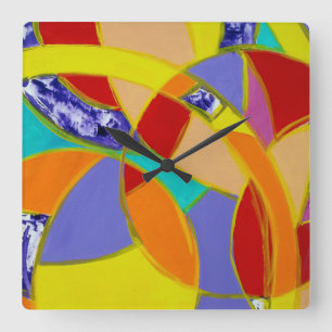 Komposition #5 von Michael Moffa Quadratische Wanduhr