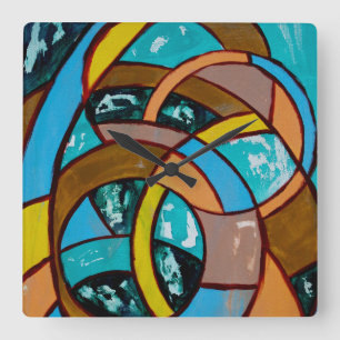 Komposition #8 von Michael Moffa Quadratische Wanduhr