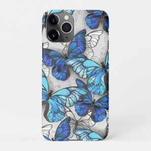 Komposition aus weißen und blauen Schmetterlingen iPhone 11Pro Hülle