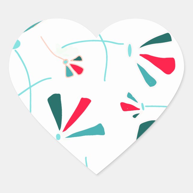 Komposition der Blume Herz-Aufkleber (Vorderseite)