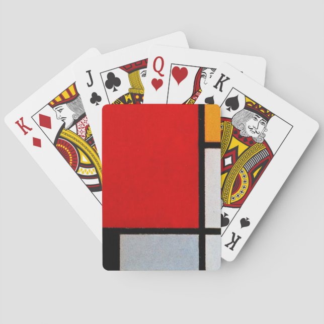 Komposition mit großer roter Fläche Spielkarten (Rückseite)