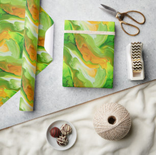 Komposition mit Neon Green und Golden Hues Geschenkpapier