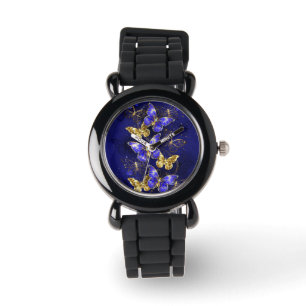 Komposition mit Saphir-Schmetterlingen Armbanduhr
