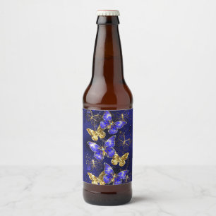 Komposition mit Saphir-Schmetterlingen Bierflaschenetikett