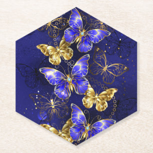 Komposition mit Saphir-Schmetterlingen Untersetzer
