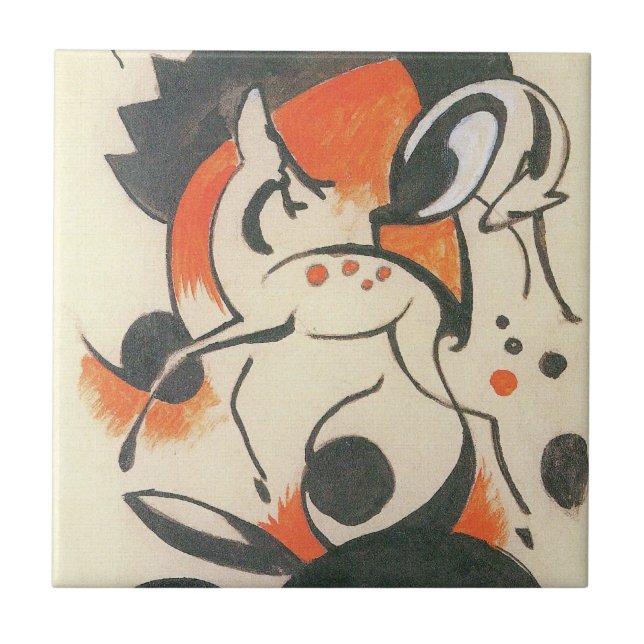 Komposition mit zwei Hirschen von Franz Marc Fliese (Vorderseite)