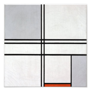 Komposition (Nr. 1) Grau-Rot Piet Mondrian Fotodruck